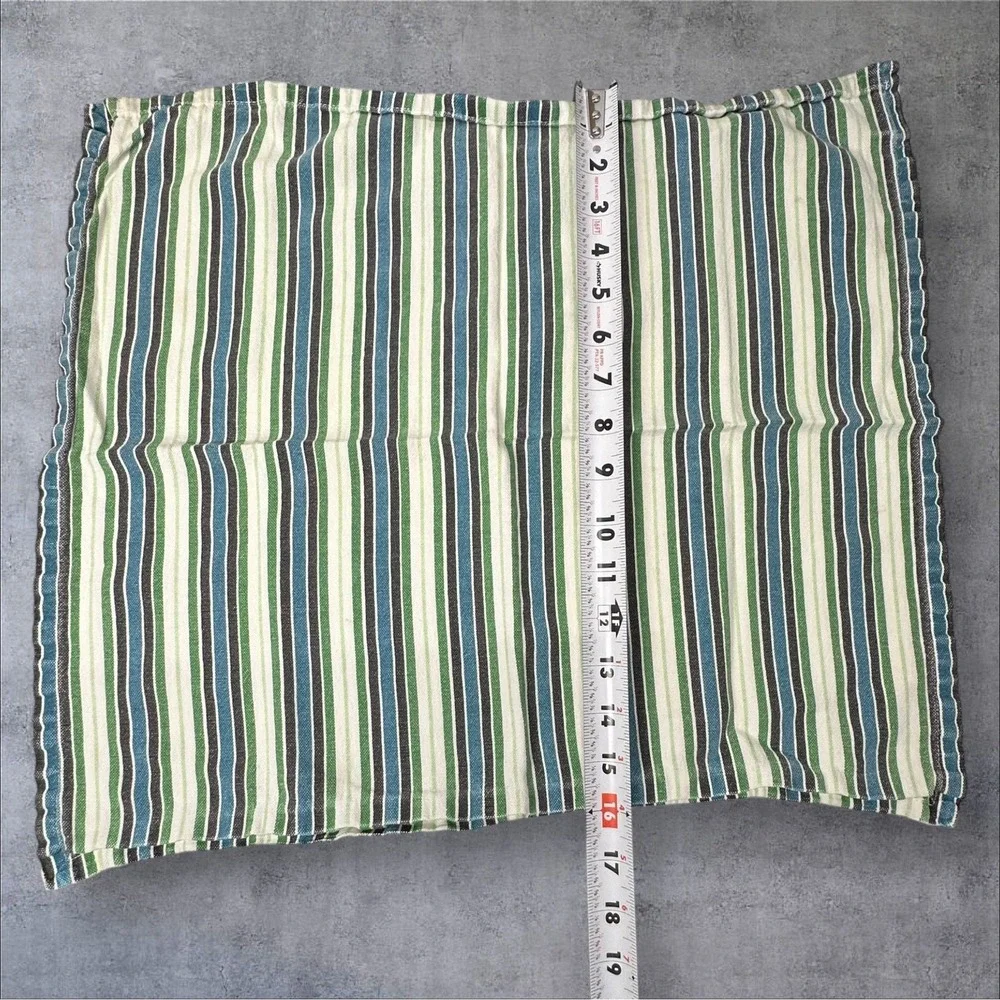 Lot of 6 - Pier 1 Imports Cotton Napkin Green Teal Black White‎ Striped